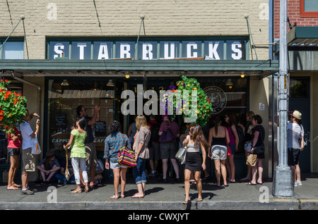 Die allererste Starbucks eröffnet im Jahr 1971 in Seattle, USA Stockfoto