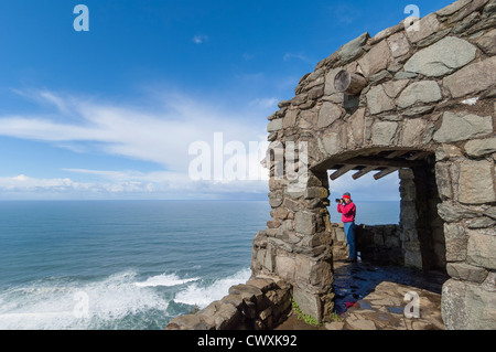 Stein Schutz von CCC in 1930er Jahren am Cape Perpetua auf der Küste von Oregon gebaut. Stockfoto