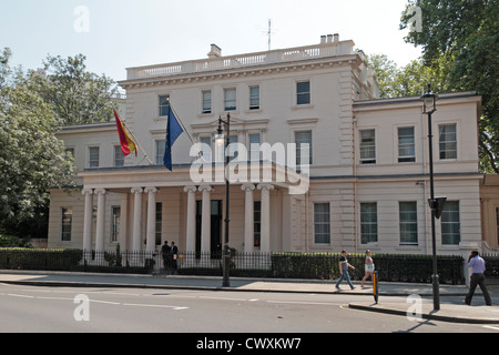 Die Botschaft von Spanien, am Belgrave Square, Belgravia, London, UK. Stockfoto