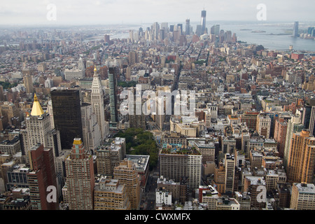 Einen allgemeinen Überblick über Manhattan vom Empire State Building Observatory aus gesehen Stockfoto