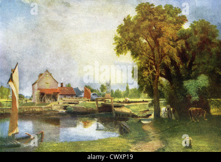 Diese Skizze, mit dem Titel Dedham Mill ist von John Constable (1776 – 1837), ein Maler der englischen Romantik. Stockfoto