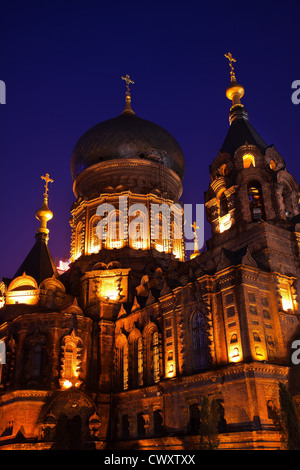 Russisch orthodoxe Kirche Sankt Sofia Seite Ansicht Dome Details Harbin China Stockfoto