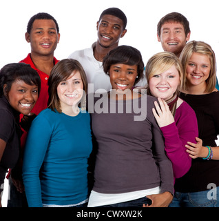 Eine Gruppe von glücklich multiethnischen College-Studenten/Freunde Stockfoto