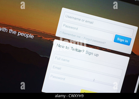 Twitter-Website auf dem Computerbildschirm Stockfoto