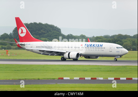 United Airlines Boeing 737 zu internationalen Flughafen Manchester (nur zur redaktionellen Verwendung) ausziehen Stockfoto