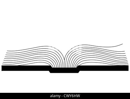Openning Buch Silhouette auf weißem Hintergrund, Vektor-illustration Stockfoto