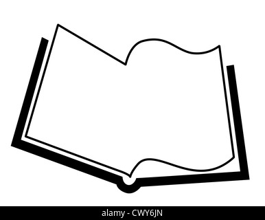 Openning Buch Silhouette auf weißem Hintergrund, Vektor-illustration Stockfoto