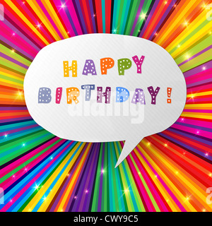 Alles Gute zum Geburtstagskarte auf bunte Strahlen Hintergrund Stockfoto