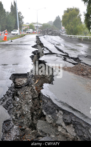 Große Risse in Christchur in massiven Erdbeben. Stockfoto