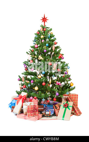 Schönen Weihnachtsbaum isoliert auf weißem Hintergrund - Studio gedreht Stockfoto