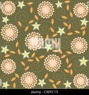 Floral und Spirale Musterdesign auf grün Stockfoto