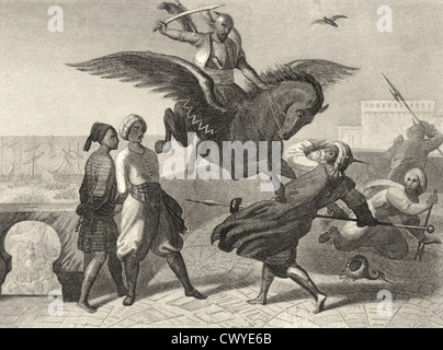 Kampf der arabischen Kalifen in Bagdad gegen die Türken, Abbasid Caliphate, Abbasiden, Karl Georg Graf von Platen-Hallermuende Stockfoto