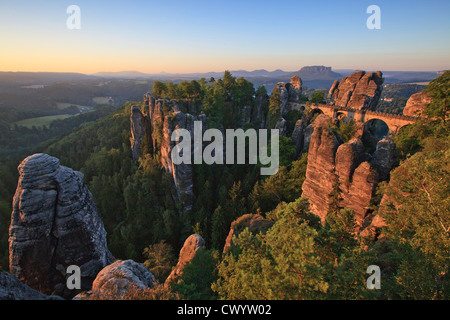 Rock-Formation Bastei, Sächsische Schweiz, Deutschland Stockfoto