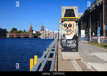 Reste der Berliner Mauer am Ufer der Spree, Deutschland Stockfoto