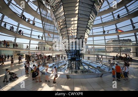 Kuppel des Reichstags mit Besuchern, Berlin, Deutschland Stockfoto