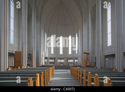 Innen Kirche Hallgrimskirkja, Reykjavik, Island Stockfoto