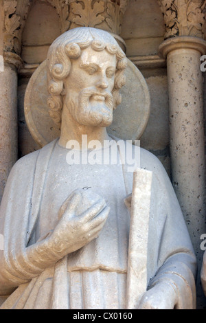 Kathedrale Notre-Dame, Paris, Saint Jude, Weltgericht Portal Stockfoto