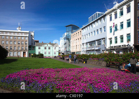 Austurvöllur Square, Reykjavik, Island Stockfoto