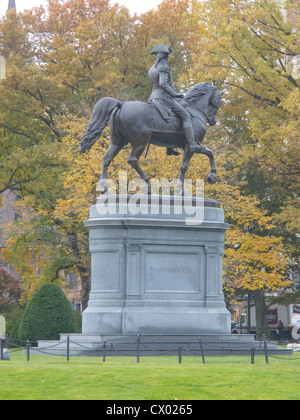 bronzene Reiterstatue von George Washington in Boston Public Garden Stockfoto
