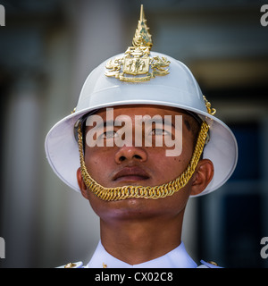 Ein Porträt von einer Wache, Royal Grand Palace, Bangkok, Thailand Stockfoto