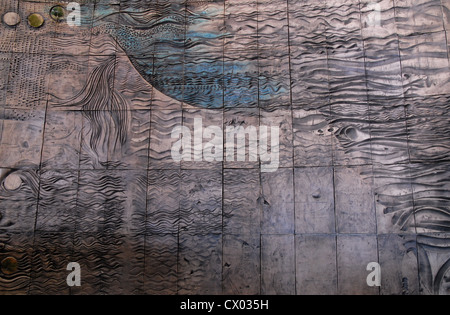 Keramische Wandbilder in Charles S Curtis Memorial Hospital in St. Anthony, Neufundland Stockfoto