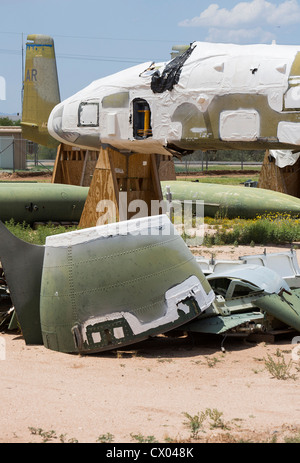 A-10 Thunderbolt-Flugzeuge in der Lagerung bei der 309. Aerospace Maintenance and Regeneration Group in Davis-Monthan Air Force Base. Stockfoto