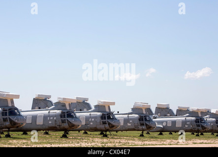 CH-46 Sea Knight Hubschrauber in der Lagerung bei der 309. Aerospace Maintenance and Regeneration Group an Davis-Monthan AFB. Stockfoto