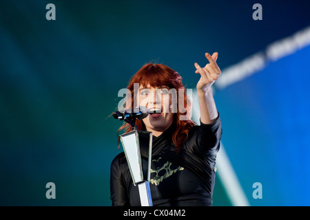 Florence Welsh von Florenz und die Maschine auf der Hauptbühne, T im Park 2012 bei Balado, in der Nähe von Kinross, Schottland. Stockfoto