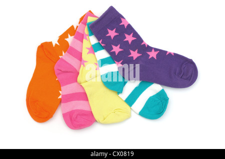 gestreifte Socken isoliert auf weißem Hintergrund Stockfoto