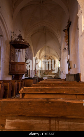 Kirche Saint-Etienne in Ars-En-Ré, Île de Ré, Charente-Maritime, Poitou-Charentes, Frankreich. Stockfoto