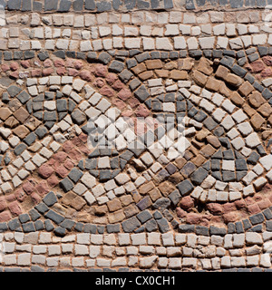 Mosaik, archäologische Seite von Clunia Sulpicia, Burgos, Castilla y Leon, Spanien, Europa. Stockfoto