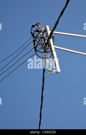 Alte elektrische Leitungen, Arenys de Mar, Comarca Maresme, Katalonien, Spanien, Europa Stockfoto