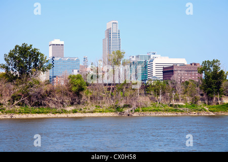 Omaha, Nebraska und den Fluss Stockfoto