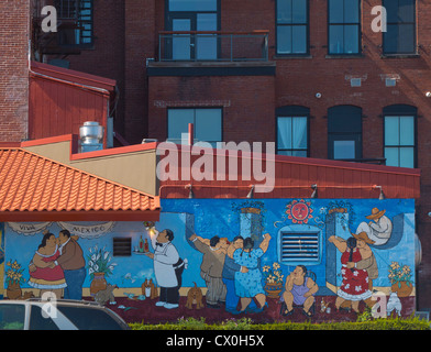Mexikanische Wandgemälde an einer Wand in Portland Maine Stockfoto