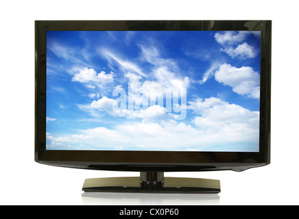 Frontalansicht des Breitbild-LCD-Monitor, isoliert auf weiss Stockfoto