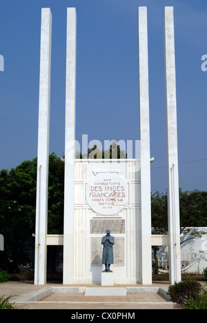 Französische Krieg-Denkmal in Pondicherry Indien für tapferen Soldaten, die während des ersten Weltkrieges und Denkmal gebaut 1971 festgelegt Stockfoto