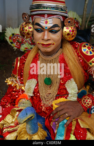 Kathakali Kultur Kunst bildet Mimik aus Kerala Indien Stockfoto