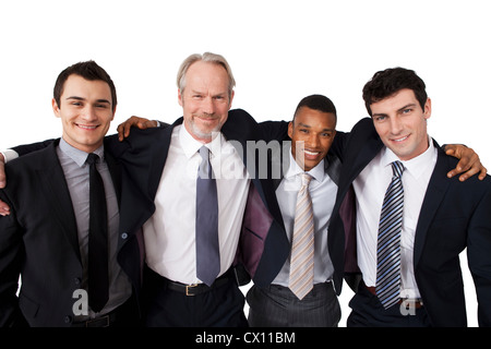 Porträt von Geschäftsleuten mit Arme umeinander Stockfoto