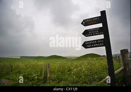 Beginn des The Ridgeway Long Distance Path in The Sanctuary, Overton Hill, Wiltshire, Großbritannien Stockfoto