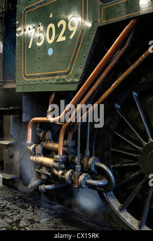 Detail der Dampfmaschine der Grüne Ritter an der North Yorkshire Moors railway Lokschuppen bei Grosmont Stockfoto