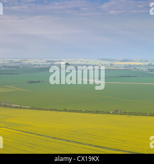 Eine niedrige nebligen Morgendämmerung über Vale of Pewsey in Wiltshire von Knapp Hill. Stockfoto