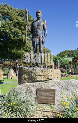Statue von Mokare, Alison Hartman Gärten, Albany, Western Australia, Australien Stockfoto