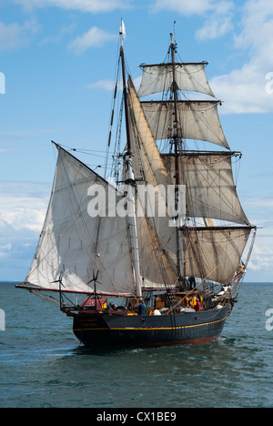 Großsegler, Segelschiff und Frachtschiff, Brigadine Tres Hombres, zwei Masten und quadratische manipulierten Schoner Stockfoto