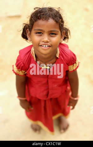 Sehr scheu ländlichen Inderin Andhra Pradesh in Indien Stockfoto