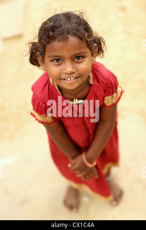 Sehr scheu ländlichen Inderin Andhra Pradesh in Indien Stockfoto