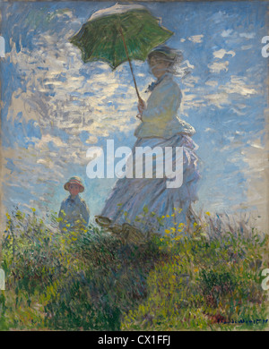 Claude Monet (Französisch, 1840-1926), Frau mit Sonnenschirm - Madame Monet und ihres Sohnes, 1875, Öl auf Leinwand Stockfoto