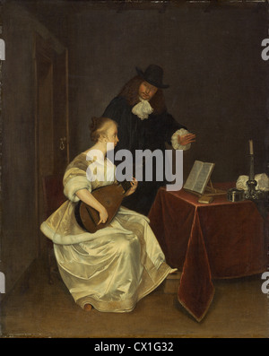 Atelier von Gerard Ter Borch der jüngere die Musikstunde, c. 1670, Öl auf Leinwand Stockfoto