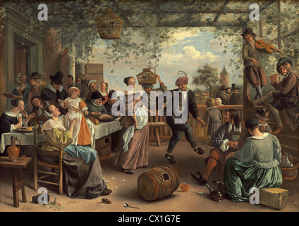 Jan Steen (Niederländisch, 1625/1626 - 1679), das tanzende Paar, Öl 1663, auf Leinwand Stockfoto