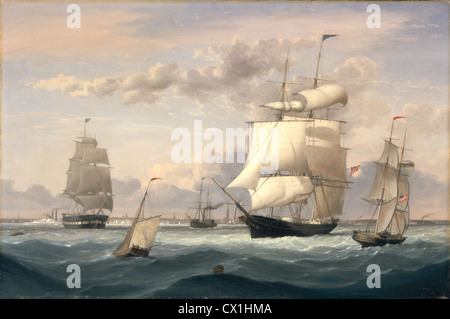 Fitz Henry Lane, New York Harbor, amerikanisch, 1804-1865, 1852, Öl auf Leinwand Stockfoto