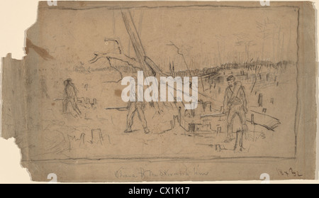 Winslow Homer, Vormarsch der Scharmützel Linie, American, 1836-1910, c. 1867, Graphit und schwarze und weiße Kreide auf Bütten Stockfoto